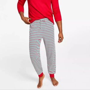 NWT,Family Pajamas Men's 2-Piece Waffle Knit Pajama Pants, Holiday Stripe, Large